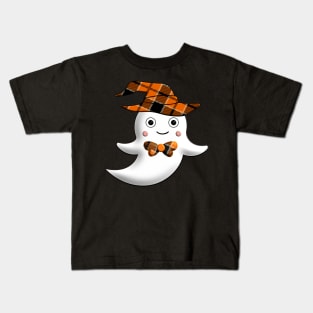 Mom Ghost Halloween funny witch hat and ribbon orange black twill 3D tridimensional 313 Kids T-Shirt